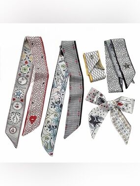 Set of 6 Mystic Oracle Silk Twillies ✦ Whimsigoth Tarot Scarf Celestial Witchy